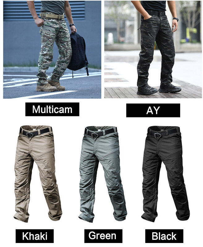 Esportes calças de caça outono calças de carga dos homens cáqui preto camuflagem do exército tático militar trabalho casual jogger sweatpants