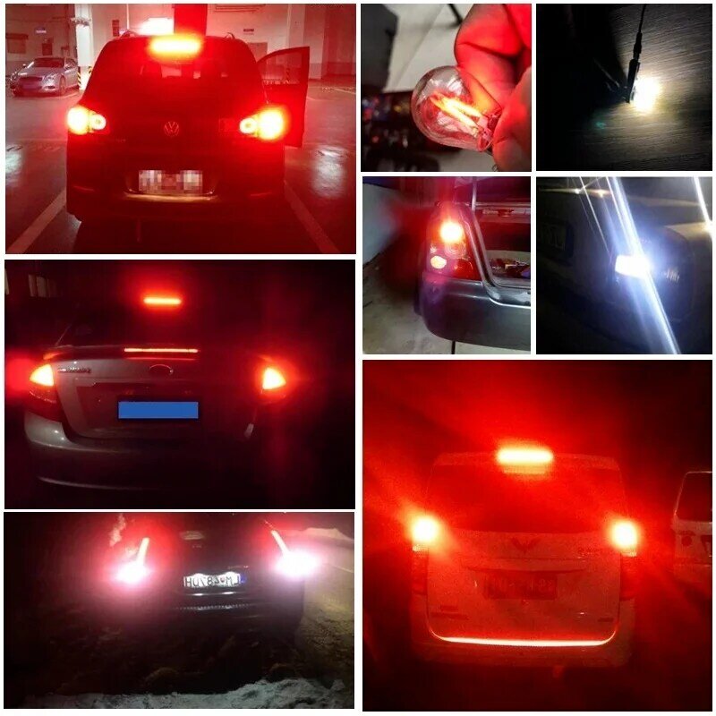 Lâmpada led de estacionamento e ré 1 peça 11157 (ba15d), lâmpada de led com destaque de dc/12v, para carro, fonte de luz, amarelo, vermelho e branco 12v