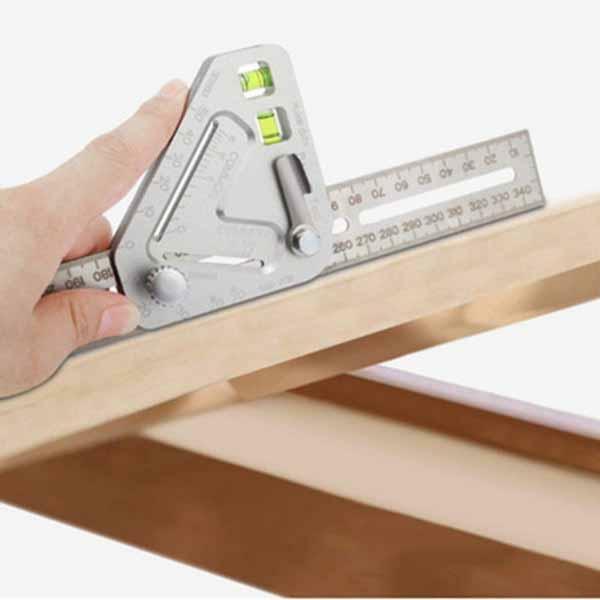 Régua de medição quadrada métrica da velocidade do transferidor da ferramenta do ângulo da liga de alumínio da régua do woodworking multi-funcional para o enquadramento da construção