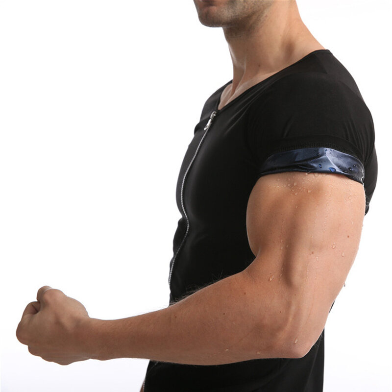 حجم كبير الرجال محدد شكل الجسم مدرب خصر سترة التخسيس قصيرة الأكمام ساونا عرق تجريب ملابس داخلية الدهون الموقد بلايز 4XL 5XL