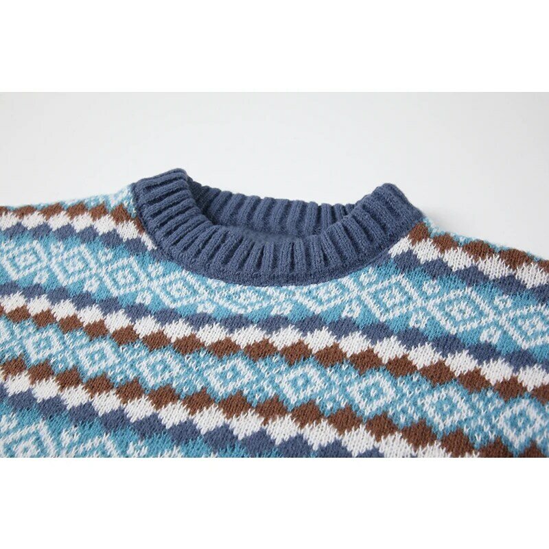 Suéter de punto a juego para mujer, Jersey informal Vintage, holgado, con cuello redondo, grueso, cálido, 2021