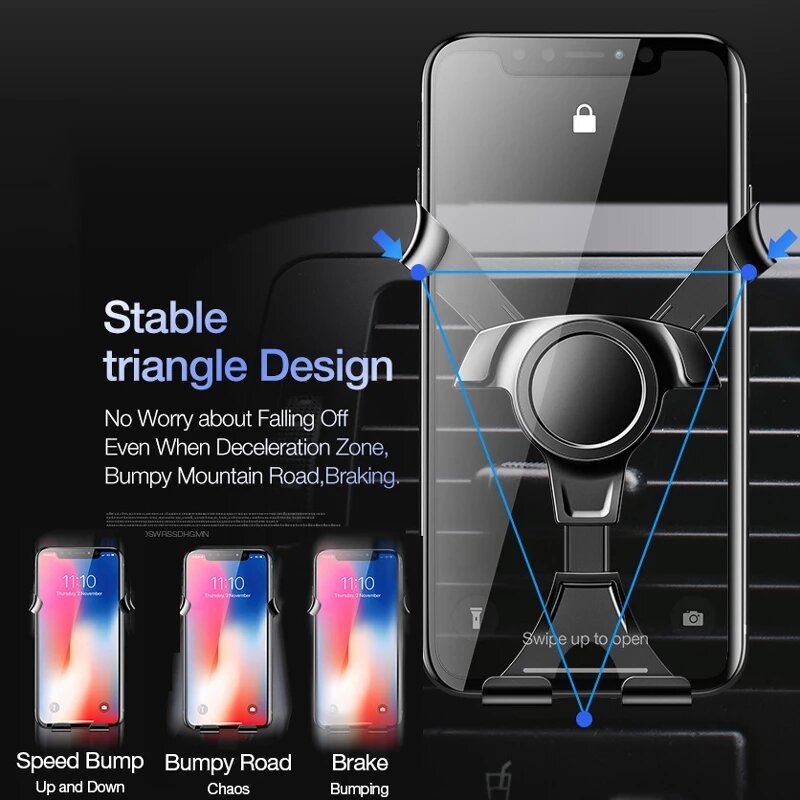 Soporte Universal de teléfono para coche, montaje de gravedad para teléfono móvil en la rejilla de ventilación, para iPhone 7, Samsung