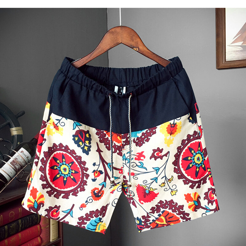 SHAN BAO-pantalones cortos de playa ligeros y rectos para hombre, Shorts informales finos de moda, con estampado de estilo clásico, verano, 2022