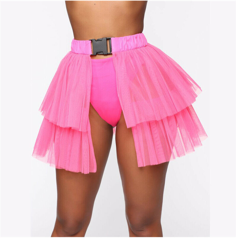 Womens Fahion High Waist Elastic Skirt Sheer Mesh Maxi Skirt 2020 Ladies Sexy Solid Color Beach Club Party Wear Summer