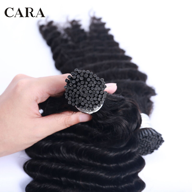 Deep Loose Wave I Tip Microlinks Hair Extension untuk Women Brasil 100% Human Hair Weaves Natural Color Remy Curly Hair Bundle