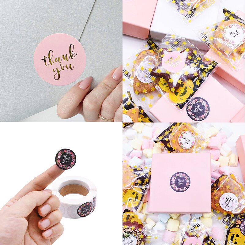 NEW2022 Gift Sealing Stickers 500pcs Thank you Love Design Diary Scrapbooking Stickers Festival Birthday Party Gift Decorations