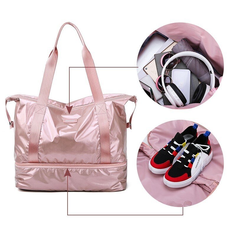 Yoga Bag Multifunction Handbags Travel Duffel Bags for Women Big Capacity Shoulder Tote Bag Gym Nylon Bag Dry Wet Separation Bag