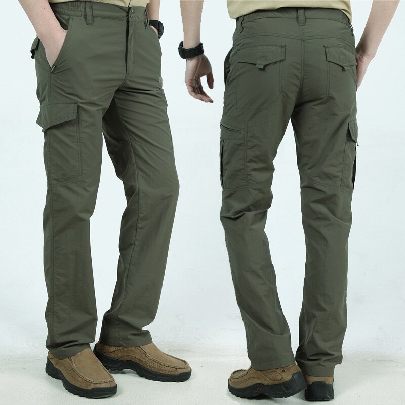 Pantalon léger style militaire et cargo pour homme, long, respirant, séchage rapide, décontracté, imperméable, pour l'été