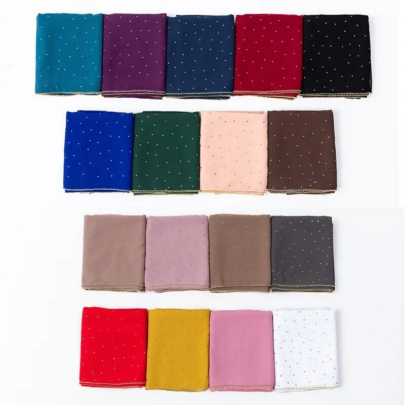 Bufanda De gasa De Mujer De alta calidad Color puro Bufanda con diamante marca De lujo diseñador Bufanda chal bufandas De Mujer regalo