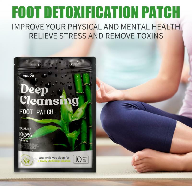 10 pçs nuubu desintoxicação pé remendos almofadas natural tratamento de desintoxicação toxinas corpo limpeza alívio do estresse pés emagrecimento limpeza nova