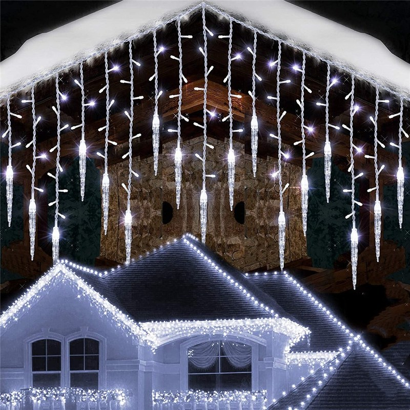 Dekorasi Natal untuk Dekorasi Rumah Led Karangan Bunga Tirai Es untuk Tahun Baru Droop 0.3/0.4/0.5M Steker UE