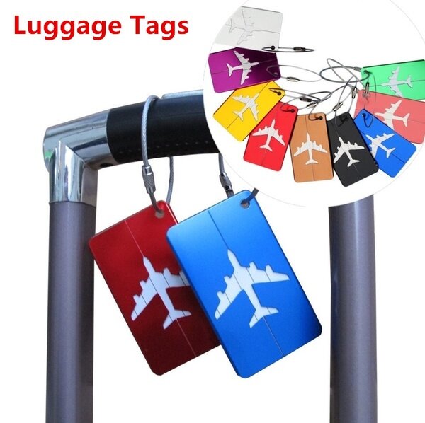 1PC Paduan Aluminium Label Bagasi Perjalanan Bagasi Pesawat: Alamat Nama Label