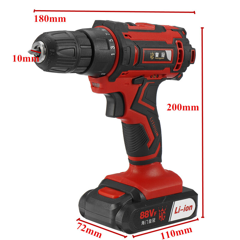 Drillpro 88VF Cordless Drill Electric Screwdriver 25+1 Torque Wireless Power Driver Power Tools With 1/2 pcs Lithium-Ion Battery