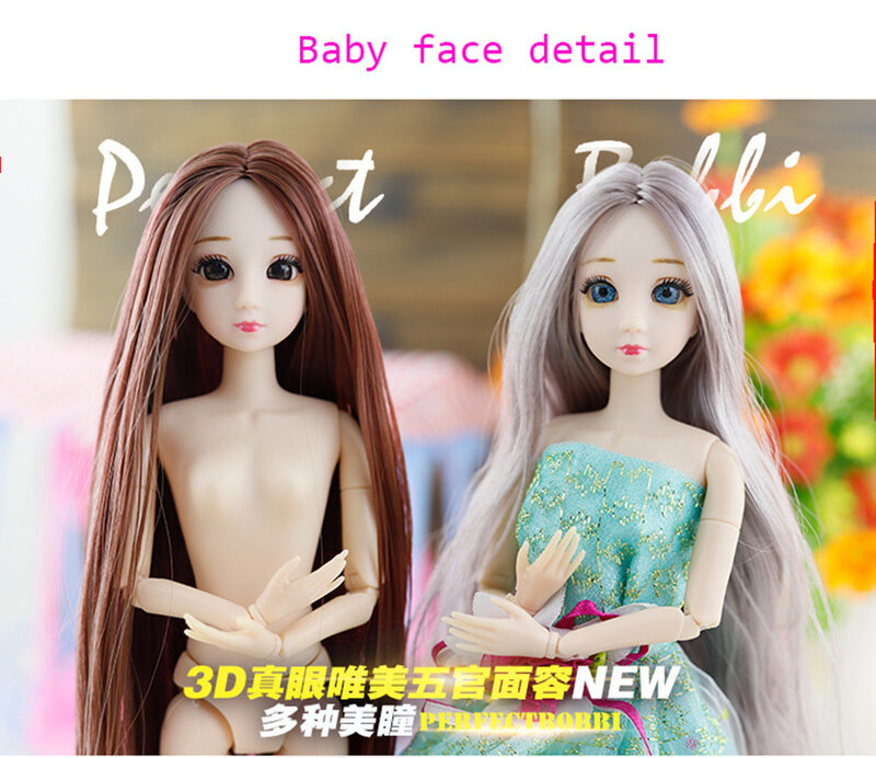 Bjd Pop 30Cm 20 Beweegbare Jointe Poppen 3D Ogen Bjd Plastic Pop Voor Meisjes Speelgoed Lange Pruik Vrouwelijke Naakt body Fashion Christmas Gift