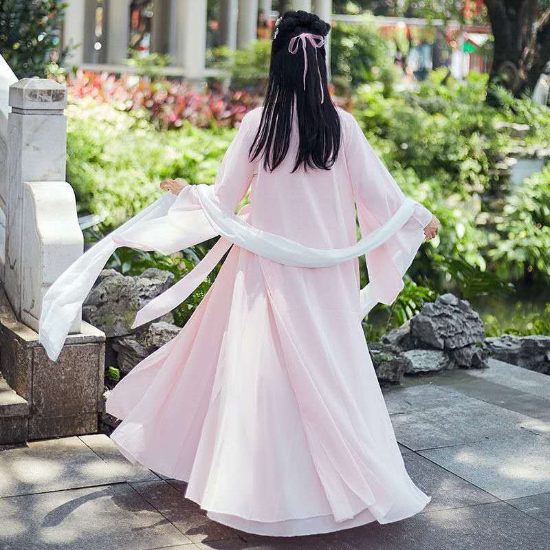 Folklórico de China Hanfu de baile Tang Dynasty para mujer, disfraz de princesa, ropa de escenario, traje Rosa tradicional, vestido de hada Hanfu