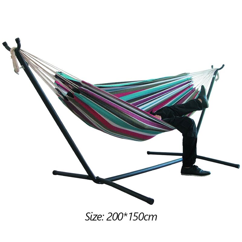 Duas pessoas hammock acampamento engrossar balanço cadeira de suspensão ao ar livre cama lona cadeira de balanço não com suporte de rede
