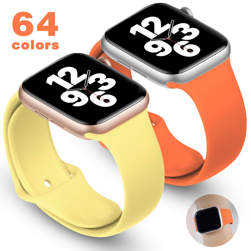 ซิลิโคนสำหรับ Apple สายนาฬิกา44มม.40มม.42มม.38มม.42มม.Smartwatch สายรัดข้อมือสร้อยข้อมือกีฬา IWatch Series 3 4 5 6 Se สายคล้อ...
