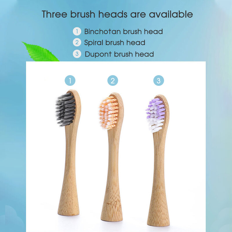 [Boi] IPX7 Bahan Kayu Bambu dengan 3 Kepala Sikat Gigi Ramah Lingkungan Alami Sikat Gigi Listrik Aldult Sonic