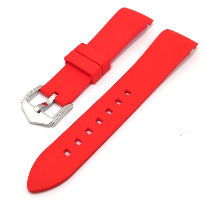 Correa de silicona blanda para reloj de hombre, accesorios de pulsera de reloj con extremo curvo y boca de arco, de 18mm, 20mm, 22mm y 24mm