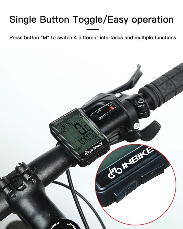 Inbike à prova dwireless água computador sem fio e com fio mtb led taxa digital bicicleta ciclismo odômetro cronômetro velocímetro relógio