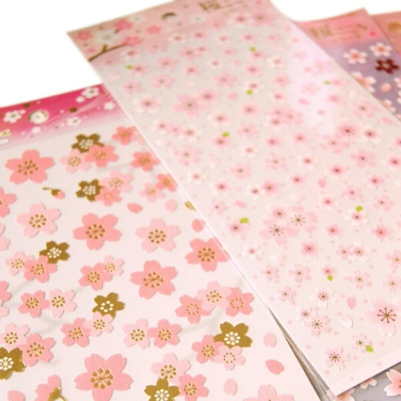 1 foglio Sakura orientale fiore di ciliegio diario Deco Scrapbooking adesivo per mascheratura in PVC adesivi per appunti 150*110mm
