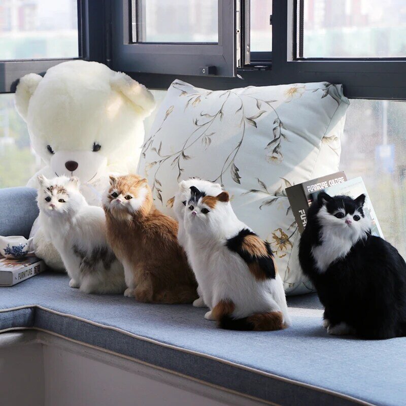 Realistic Cute Simulation Stuffed Plush White Persian Cats Toys Cat Dolls Table Decor Kids Boys Christmas GiftPhotography props,