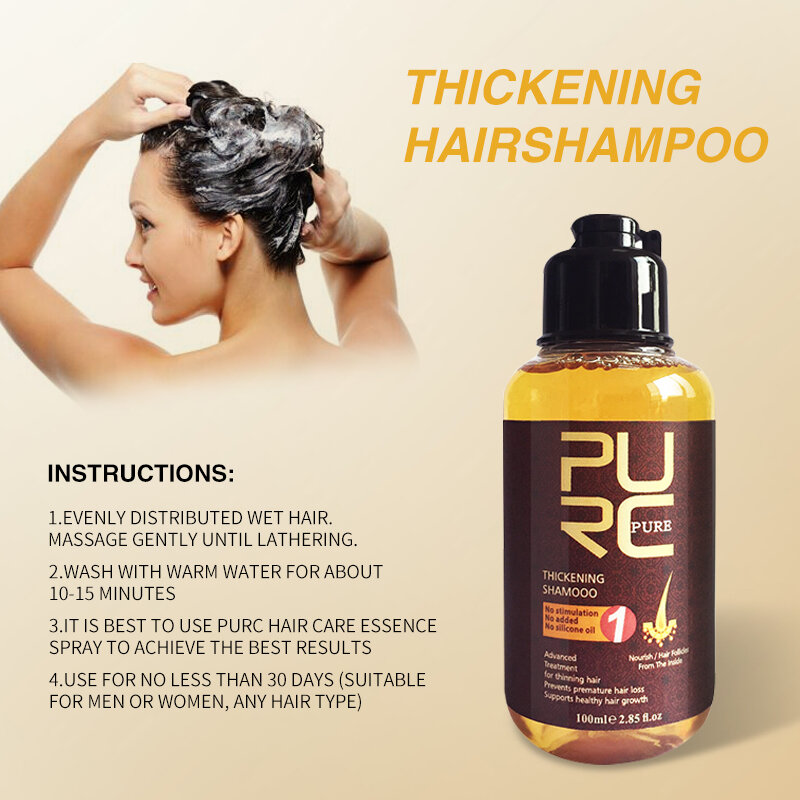Shampoo per la crescita dei capelli PURC olio per capelli in crescita allo zenzero prevenire la perdita dei capelli prodotti per la salute di bellezza trattamento del cuoio capelluto cura dei capelli 100ml