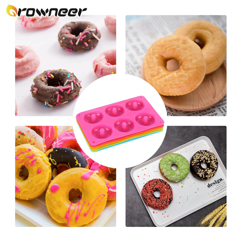 Donut Baking Tray High Heat Resistant Donut Mold Silicone Non-stick Dessert Maker Flexible Soft Colorful Pasty Baking Helper