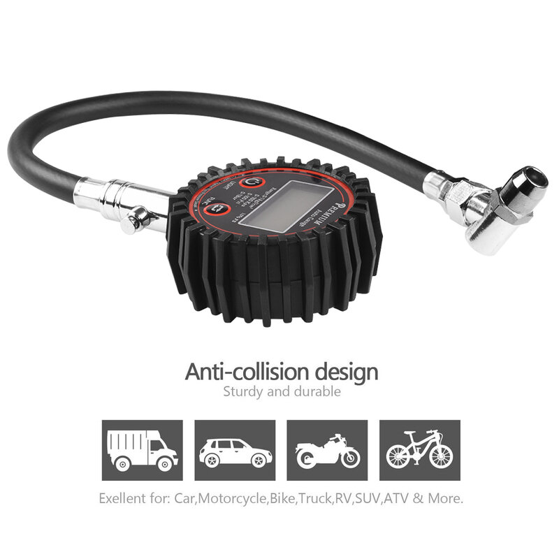 100PSI LCD 디지털 자동차 타이어 공기 압력 게이지 미터 자동차 오토바이 트럭 타이어 기압계 압력계 공기 압력 테스터