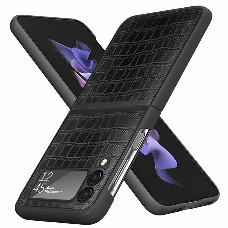 For Samsung Z Flip 3 5g Crocodile Pattern Leather Case For Galaxy Z Flip 3 Luxury Folding Hard Case Cover