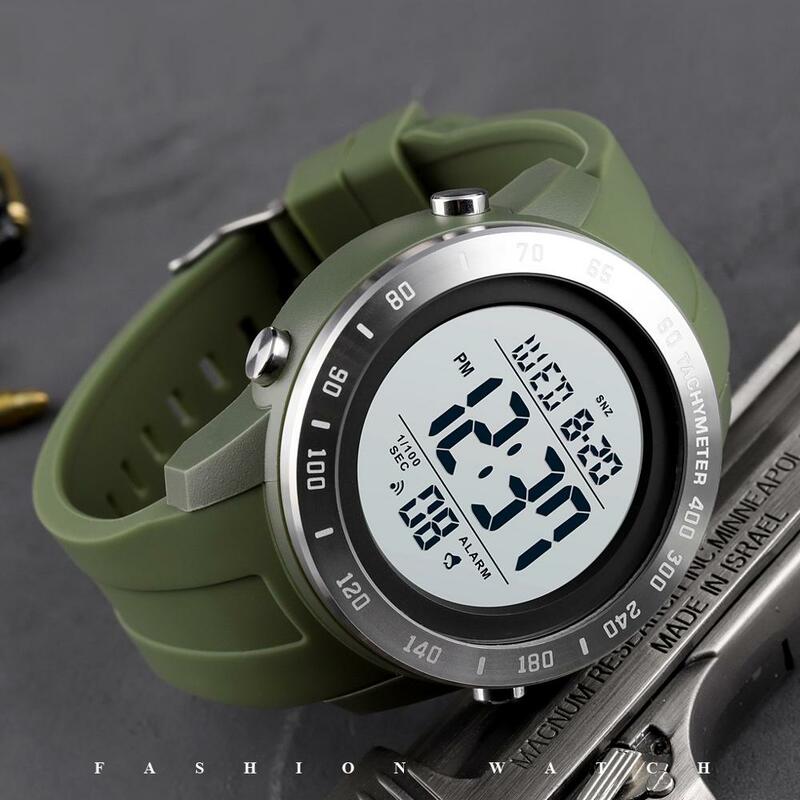 SKMEI-reloj Digital LED para hombre, cronógrafo de cuarzo, de goma, con fecha, resistente al agua, deportivo, militar, con alarma