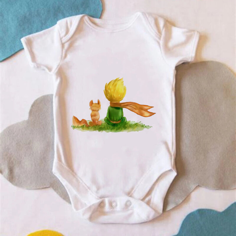 O pequeno príncipe design estético roupas de bebê vogue harajuku bodysuit recém-nascido frança verão manga curta bebe garcon