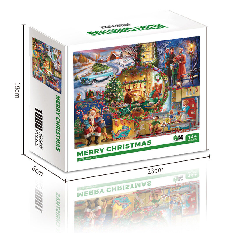 Rompecabezas con vista de la calle de la ciudad para niños y adultos, juguete de ensamblaje de árbol de Santa Claus, regalo de Navidad, 1000 piezas
