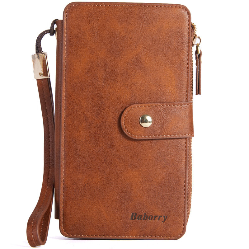 Vintage Mannen Clutch Bag Grote Capaciteit Bi-Fold Lederen Rits Portemonnee Telefoon Zak Visitekaarthouder portemonnees