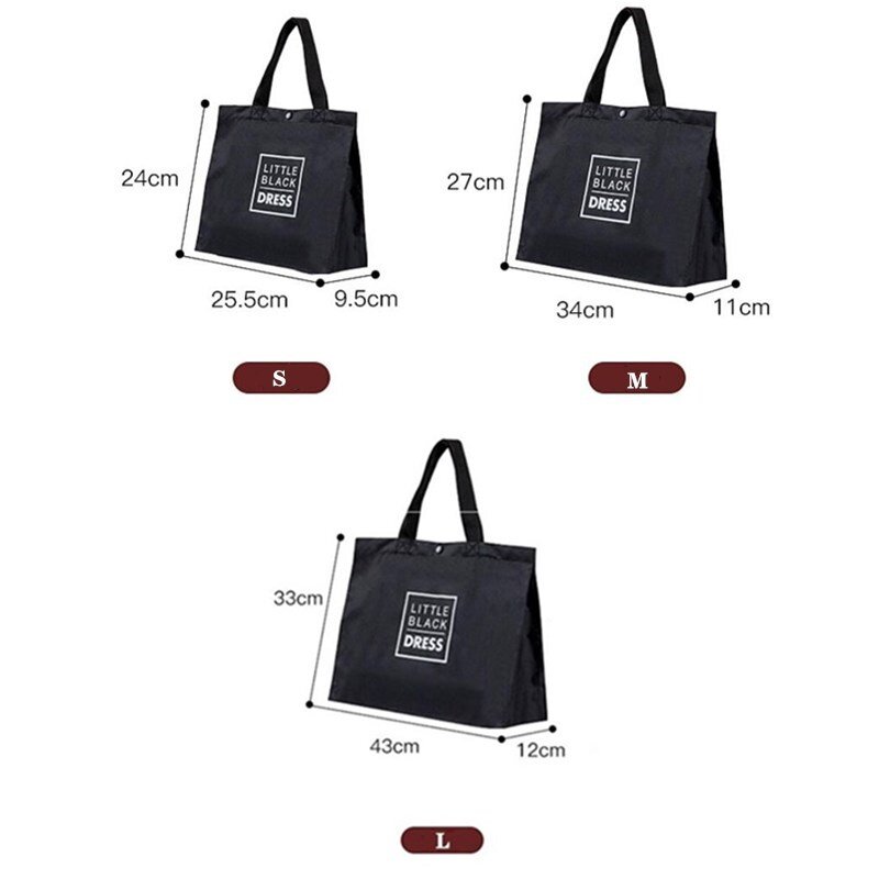 PURDORED 1 Pc Large Black Shopping Bags Foldable Oxford Shopping Bag Reusable Shopping Bags Fruit Storage  Shoulder Bag Handbag