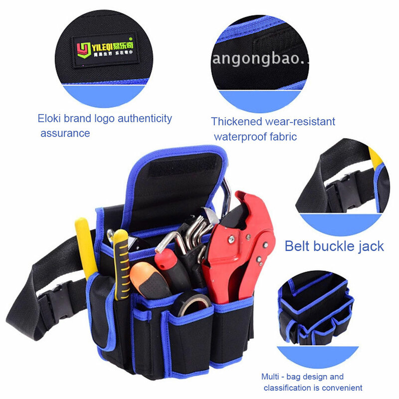Portable Electrician Tool Waist Bag Tools Storage Belt Pouch Multifunctional Electric Drill Holder Electrician Waist Tool Bag