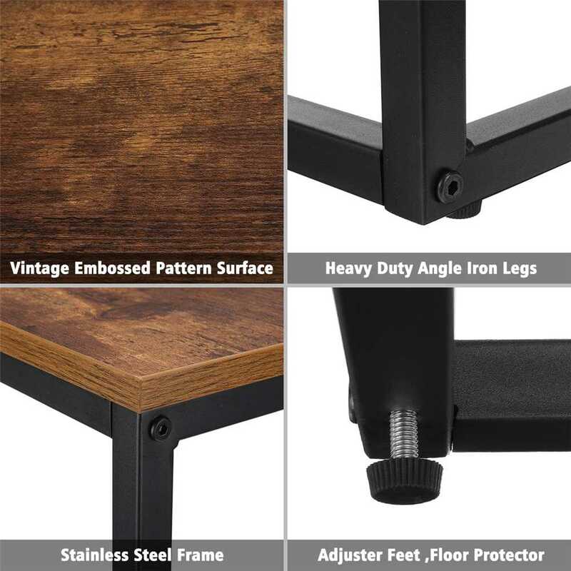 Vintage C شكل طاولة القهوة خشبية إطار معدني أريكة طاولة جانبية نهاية الجدول المنزل الكمبيوتر مكتب تخزين أصحاب الأثاث المنزلي