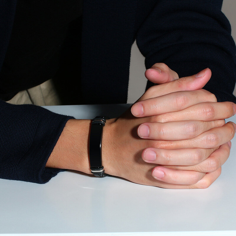 Vnox – Bracelets en cuir noir personnalisés, 12mm, pour hommes et femmes, cuir cousu avec couches avec bracelet en acier inoxydable