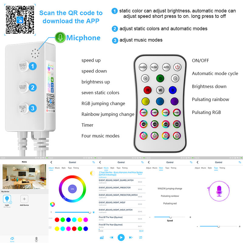 Wifi Dây Đèn 5050 RGB Đèn LED 5-30M Bluetooth Linh Hoạt Băng Keo Chống Nước Diode Alexa Điều Khiển Điện Thoại với Bộ Đổi Nguồn