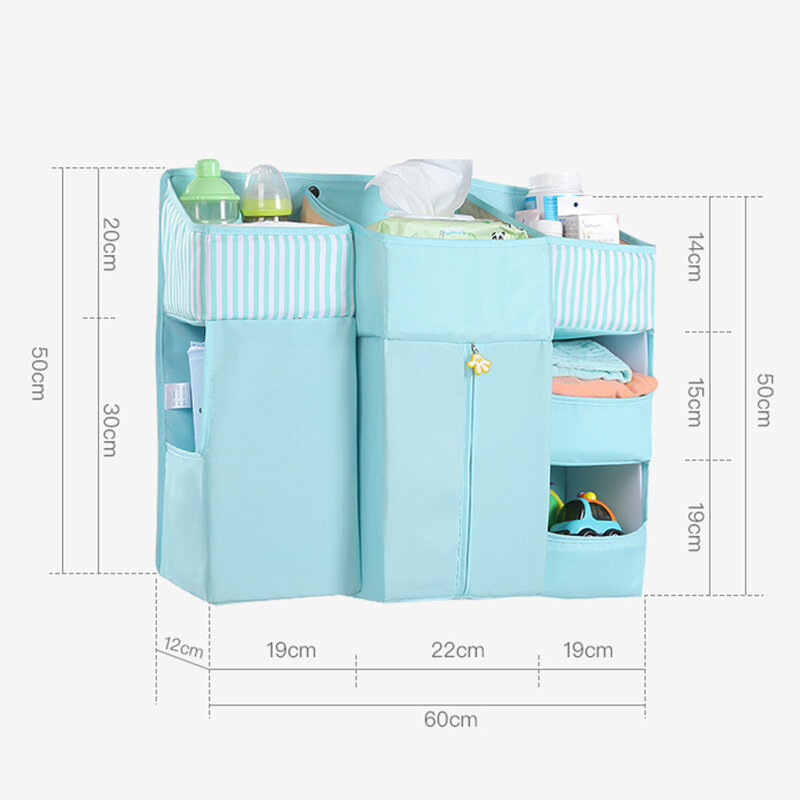 AY TescoPortable เด็ก Crib Organizer ที่แขวนกระเป๋าสำหรับทารก Essentials ผ้าอ้อม Cradle กระเป๋าชุดเครื่องนอนข้างเตียง