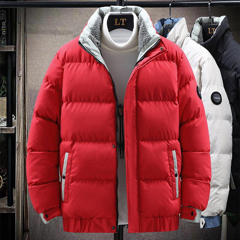 2021 새로운 스탠드 칼라 남성용 겨울 자켓 웜 파커 코트 두꺼운면 패딩 퍼퍼 자켓 캐주얼 써멀 파커 5XL