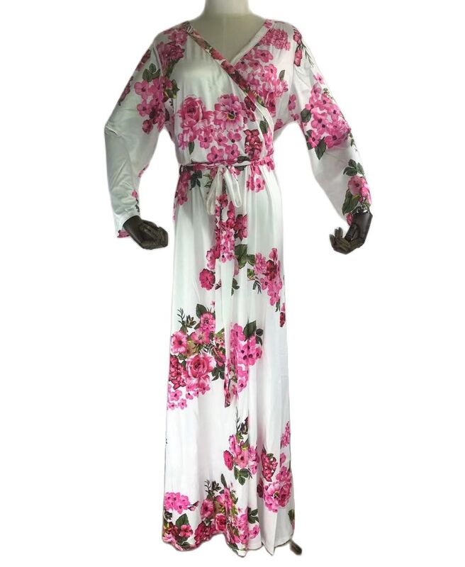 Pakaian Wanita Dashiki Afrika Desain Klasik Mode Baru Gaun Longgar Gambar Cetak Kain Sifon Abaya untuk Wanita