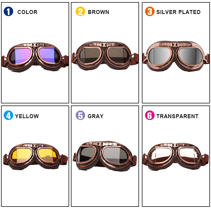 Eliteson PU Leather Goggles For Motorcycle Riding Cycling Sunglasses Vintage UV Protection Off Road Dirt Bike Eyewear Motocross