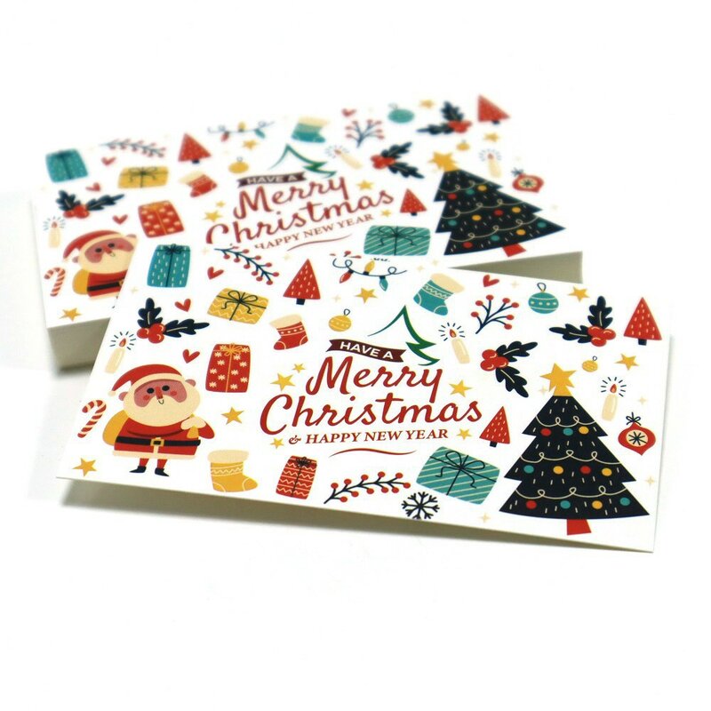 50 sztuk święty mikołaj kartki świąteczne kartki świąteczne nowy rok kartki z życzeniami na pudełko pakiet dekoracji rodzinne kartki świąteczne