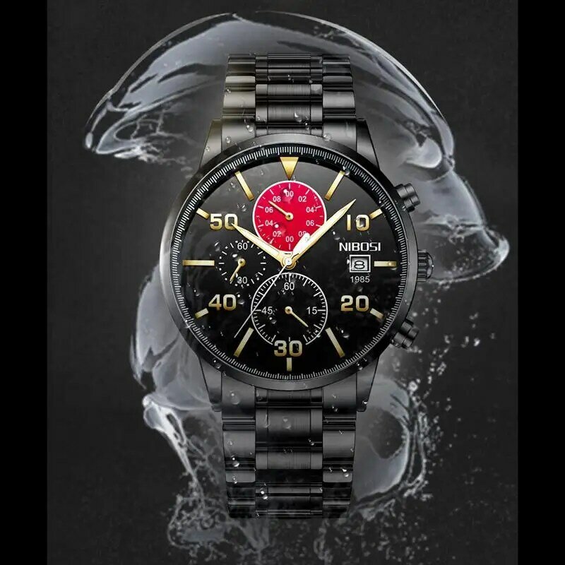 Nibosi relógio de pulso masculino impermeável e casual, relógio de quartzo esportivo para homens, de marca famosa e luxuosa