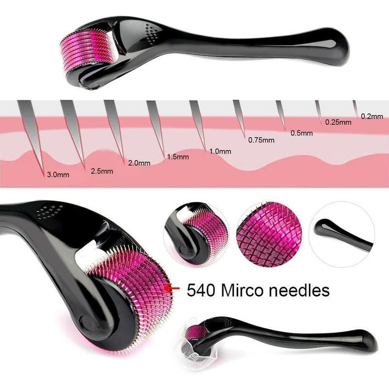 Dropship 540 Derma Roller 0.2/0.25/0.3mm aghi titanio Mezoroller penna macchina per cura della pelle penna trattamento perdita di capelli