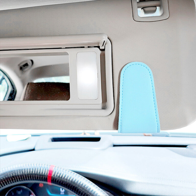 車のサンバイザークリップメガネフレーム革多機能法案カードホルダー車のサングラスフレーム
