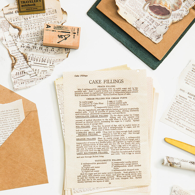 57 arkuszy Vintage zapisywalny papierowy materiał rękopis Planner Scrapbooking pamiętnik tworzenie kartek DIY Craft tło dekoracyjne papier