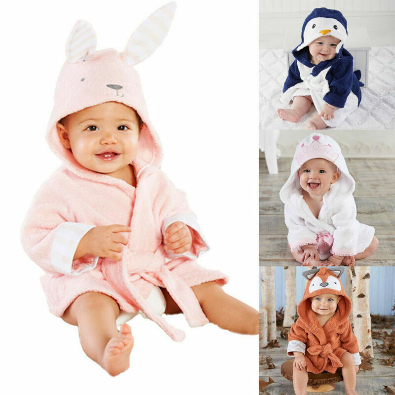 Adorável bebê meninas dos desenhos animados com capuz roupão criança toalha de banho robe bonito inverno roupas de bebê sleepwear
