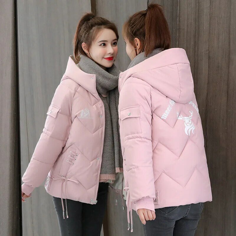 Blouson d'hiver en coton à capuche pour femme, vêtement ample, grande taille, rembourré, de Style coréen, U08, 2021